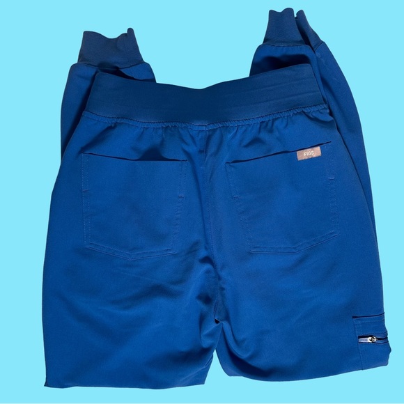 Figs Royal Blue Zamora Johger Scrub Pants with Gray Drawstring - Picture 3 of 4